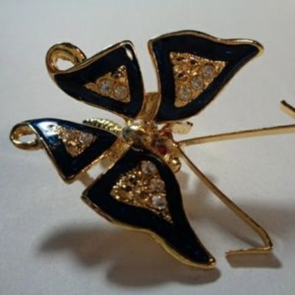Vintage Goldtone butterfly brooch pin pendant - Picture 7 of 7